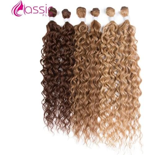 Classic Plus Deep Wave Synthetic Wigs Extensions 24-28 inch 6 Pcs Bundles for Black Women Cosplay Wigs Heat Resistant