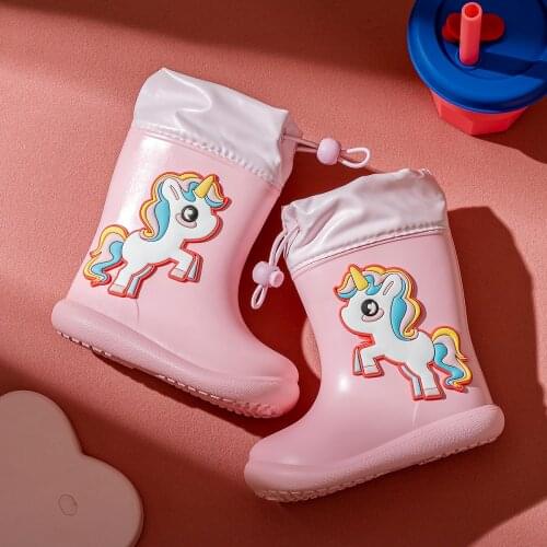 Cheerful Mario Children Rain Boots Baby Boy Girl EVA Non-slip Outdoor Cartoon Dinosaur Rainboots Kids Waterproof Shoes