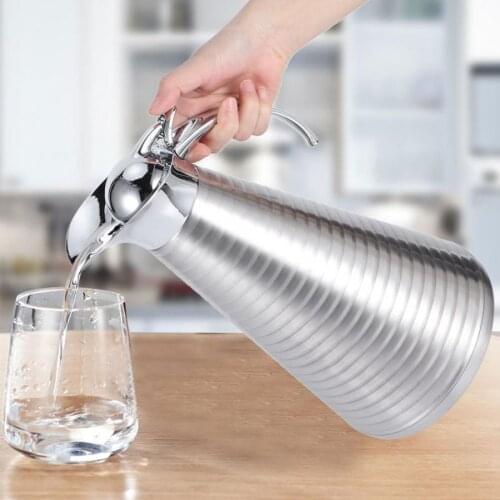 Household 2L Stainless Steel Double-Deck Vacuum Jug Thermal Insulated Pot Water Kettle Water Pot Kitchen Coffee Pot