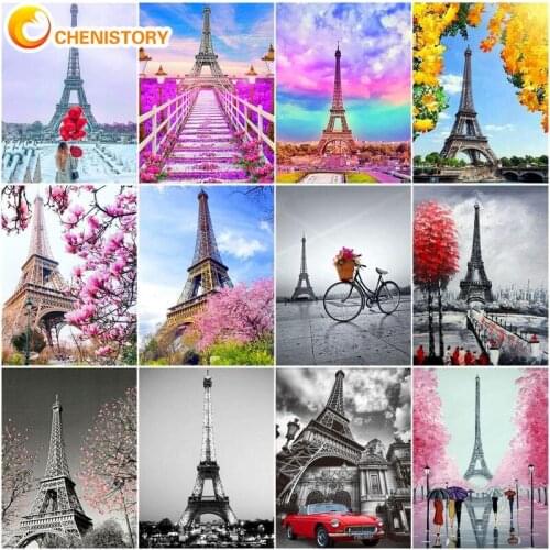 CHENISTORY Tower Painting By Numbers Sencery Oil Diy Drawing Canvas Picture HandPainted Coloring Adults Kits Paint Gift Acrylic