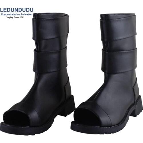 Naruto Cosplay Costumes Black PU Leather Shoes Naruto Uzumaki Ninja Boots Halloween Party Shoes Size 36-43