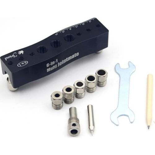 Six-in-one Woodworking Punching Locator Multi-function Scriber Center Scriber Drilling Locator DIY Tool