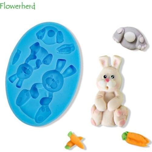 DIY Baking Tools for Cakes Resin Molds Easter Cartoon Rabbit Chocolate Silicone Mold Baking Fondant Mold Mousse Cake Decoration