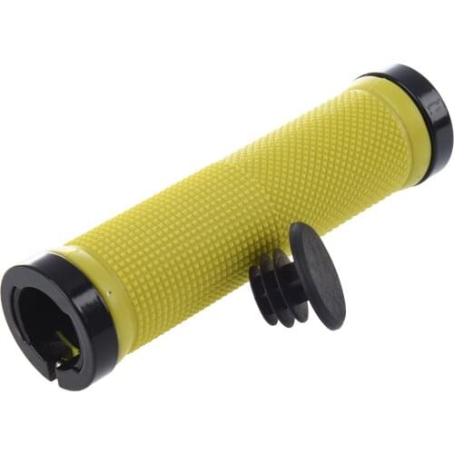 Double Road Mountain MTB BMx Bike Cycle Bicycle Lock on Locking Handlebar Grips - Yellow