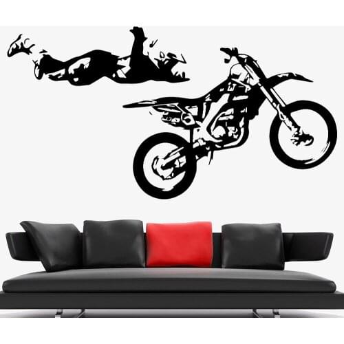Extreme Sport Wall Stickers Cool Motorcycle Pose Modern Vinyl Self-adhesive Wall Decals Boys Bedroom Art Home Decoration Y767