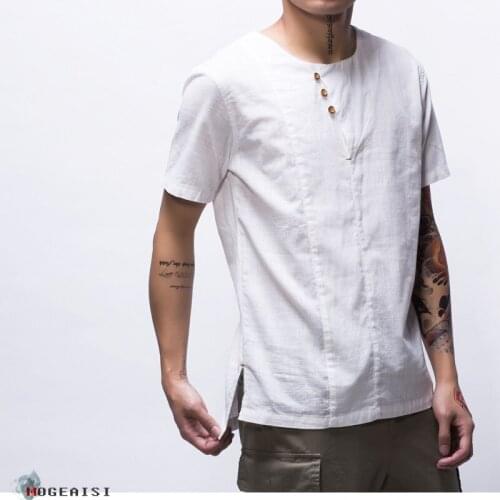 Mens T-Shirt Summer Spring Cotton T-shirt Youth Linen Short Sleeve Loose Straight Casual Tops Thin T-shirt for Men