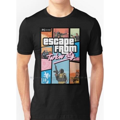 Escape From Tarkov-Vice City Style T Shirt 100% Pure Cotton Maska 1sch Altyn Escape From Tarkov Killa Russia Akm Ak 47 M4 Fps