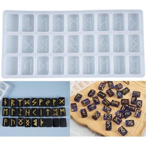 Crystal Epoxy Resin Mold Energy Symbol Runes Letter Word Model Mirror DIY Mould R2LE