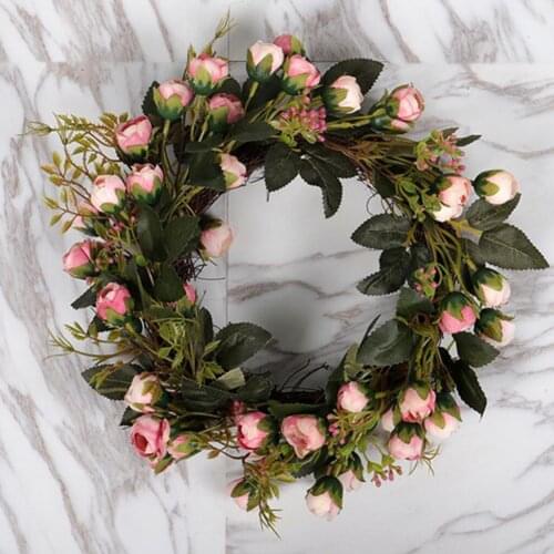 Artificial Rose Flower Artificial Silk Wreath for Christmas Home Front Door Decoration