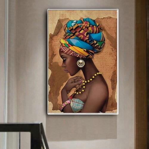 Beautiful Black Women Oil Paintings Print On Canvas Portrait Of African Wall Art Prints Posters And Prints Wall Pictures Cuadros