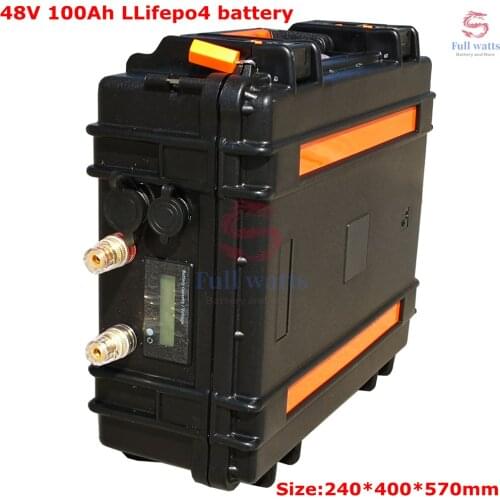 48V 100Ah LiFepo4 Lithium Battery Pack Waterproof with BMS for Golf Trolley UPS Marine Home Storage System Boat Solar System+10A