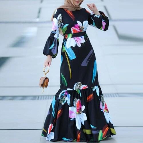 Abaya Dubai Fashion Ruffles Swing Muslim Abaya Islam Dress Womens Vestidos Robe Longue Vetement Femme Musulman De Mode F2775