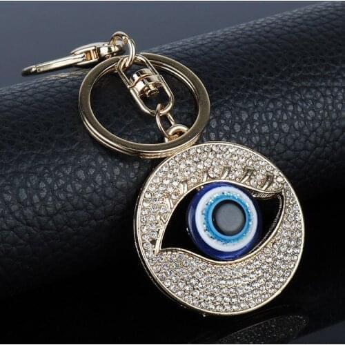Fashion Lucky Turkey Greek Blue Eye Keychain Crystal Blue Eye Car Key Pendant Bag Ornament Accessories