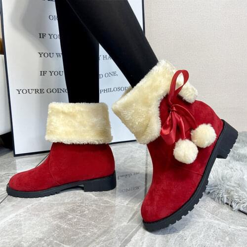 Fashion Plus Velvet Warm Winter New Womens Snow Boots Mid-tube Womens Short Boots Short-tube All-match