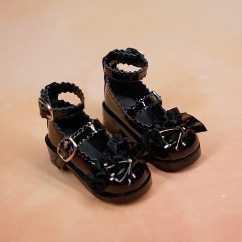 BJD doll shoes suitable for 1-3 1-4 size bowknot bright leather single shoes doll accessories