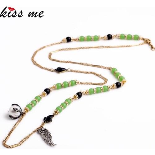 New Item Design Women Shourouk Beads Chain Rhinestone Wing Simulated Pearls Pendant Necklace Factory Wholesale