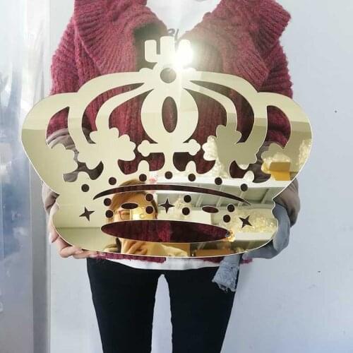 Personalized Gold Silver Mirror Acrylic Prince Princess Crown Room Wall Hanging Sign Wedding BabyShower Gift