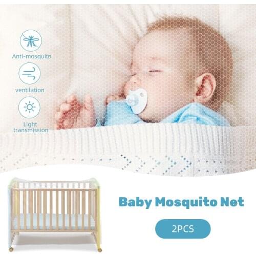 2PCS Baby Mosquito Net Universal Summer Breathable High-Density Baby Bed Crib Cot Mosquito Insect Netting Mesh 53x24x35in
