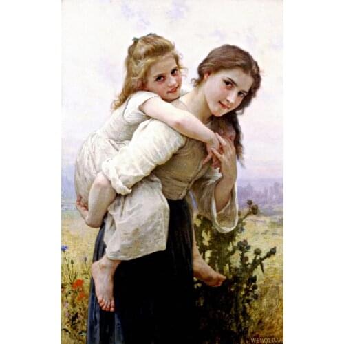 Not Too Much To Carry by Bouguereau Children Repro Made Art Film Print Silk Poster Home Wall Decor 24x36inch