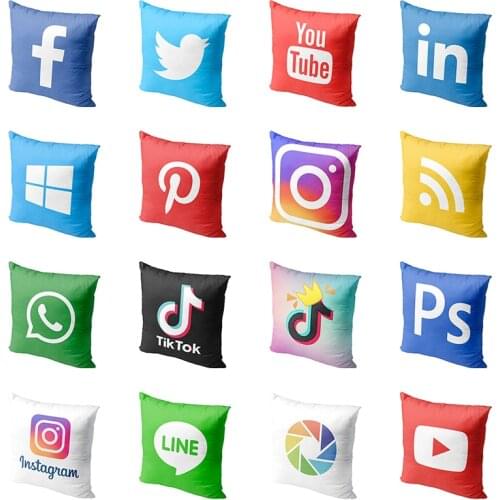 Funny App Logo Cute Pillowcase Sofa Chair Cushion Cover Facebook Youtube Instagram Wedding Party Decoration Throw Pillowcases