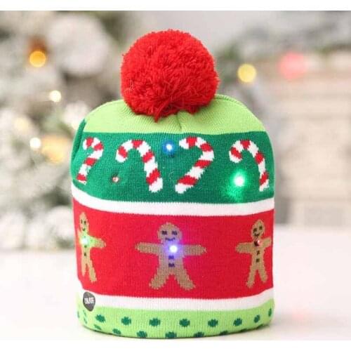 LED Christmas Kids Hat Festival Gift Sweater Christmas Tree Beanie Light Up Knitted Hat for Children Adult Christmas Party
