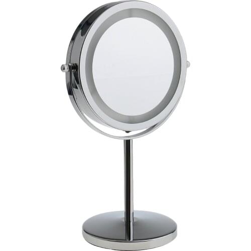 New Dual Sides LED Light 5X Magnification Glass Mirror Table Contour Stand for Make Up Shaving Cosmetic
