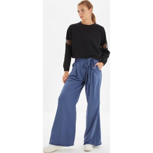 Trendyol Flare Knitting Sweatpants TWOAW20EA0116 Women Sweatpants Baggy Pants Casual Wide Fashion 2021 Street Wear Casual Pants cargo pants