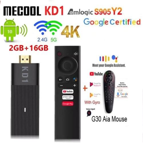 Mecool KD1 TV Stick Android 10 Amlogic S905Y2 TV Box Android 10.0 2G 16G G0gle Certified 1080P H.265 4K 60pfs 2.4G&5G Wifi BT