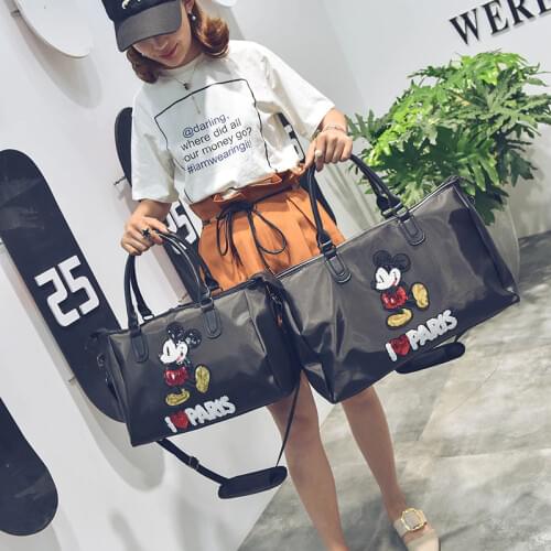 Disney Mickey mouse waterproof cartoon bag shoulder student bag luggage female bag lady bag hand travel Boarding big package