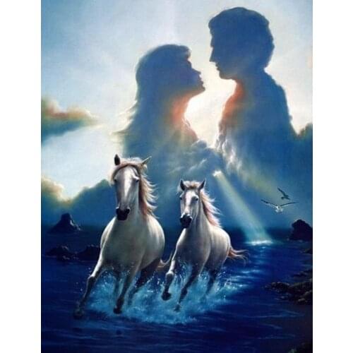 High-quality hand-painted oil paintings by old artists on canvas: love in the sun and animal horse painting art
