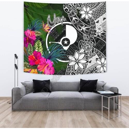 Yap Tapestry Turtle Plumeria Banana Leaf 3D Printed Tapestrying Rectangular Home Decor Wall Hanging