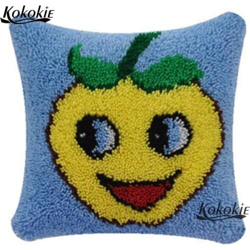 Latch hook cartoon fruit diy rug carpet Crocheting Kit Rug Yarn Handmade craft kits for adults Unfinished Embroidery Pillowcase