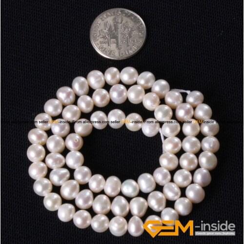 Pearl: 5-6mm Natural Freshwater Pearl Beads DIY Loose Beads For Bracelet Or Neckalce Making Beads Strand 15 Inches Wholesale