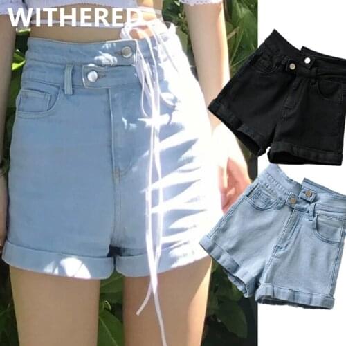 Dave&Di summer denim ins blogger high street vintage high waist sexy elastic shorts women feminino bermuda women short