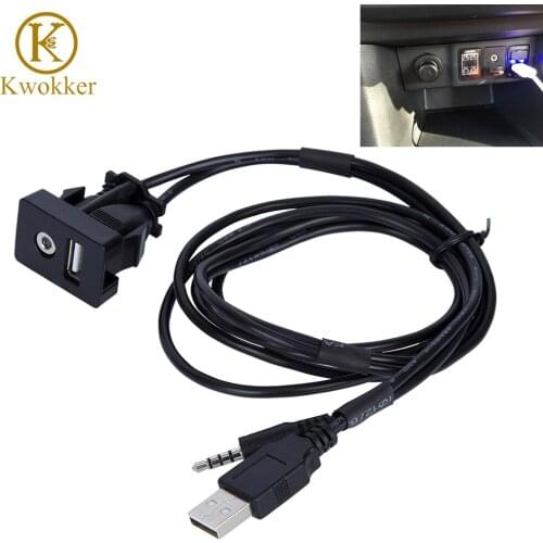 1M Car Cable Boat Dash Flush Mount USB Port 3.5mm AUX USB Extension Lead Mounting Panel Headphone Male Jack Flush Mount Adapter
