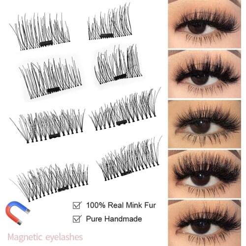 1 Pair Magnetic Eyelashes With 1 Magnet Handmade Magnetic False Eyelashes Reusable Magnetic Mink Eye Lashes Makeup TSLM1