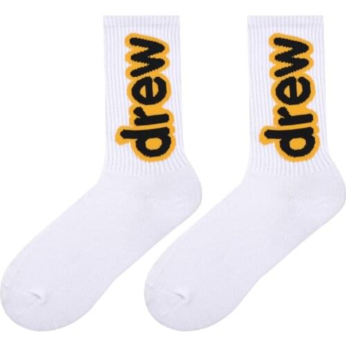 DREW 100% Cotton Socks Trendy Smiley sock Justin Bieber Mens Socks Womens Socks Unisex Cotton Stripe