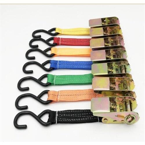 2.5cm X 200cm car tensioner self-driving tour S hook ratchet luggage bundle with cargo tightener fixing belt