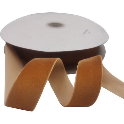 25MM X 25Yards Nylon Ginger Yellow Velvet Ribbon Single Face for Handmade Gift Bouquet Wrapping Home Party Decoration Christmas