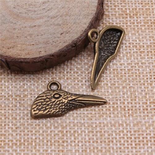 Free shipping 43pcs 27x14mm antique bronze Bird head charms diy retro jewelry fit Earring keychain hair card pendant accessories