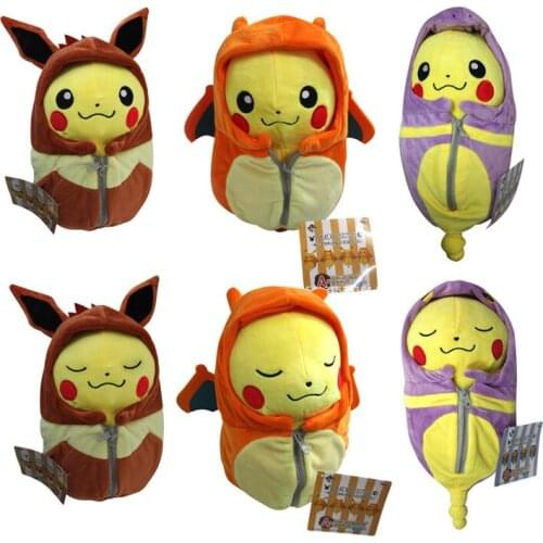 Pokemon 25CM Pikachu Plush Toy Cosplay Charizard Ekans Eevee Keychain Pendant Sleeping Bag