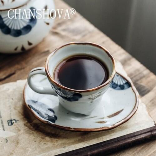 CHANSHOVA Chinese Retro Style Hand Painted Ceramic 200ml tea cup coffee cup and saucer set personality mug China Porcelain H360