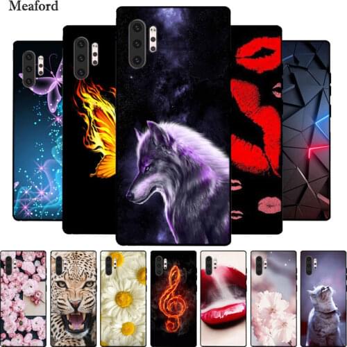 For Samsung Galaxy Note 10 Plus Case Black Bumper Silicon TPU Soft Phone Cover For Samsung Note 10 Note10 Plus Case Cartoon Capa