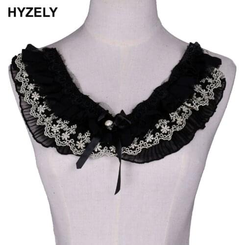 Black Embroidery Lace Neckline Collar Venise Floral Applique Lace Fake Collar Garment DIY lace accessories BW205