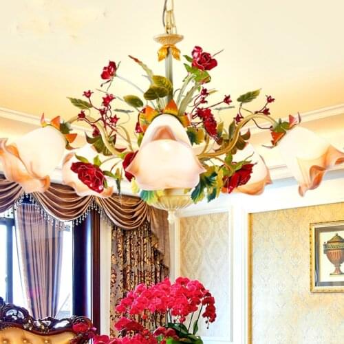 Flower Chandelier Floral Frosted Glass LED Lamp Wedding Party Rose hanging Light Girl bedroom Lighting fixtures living room D88