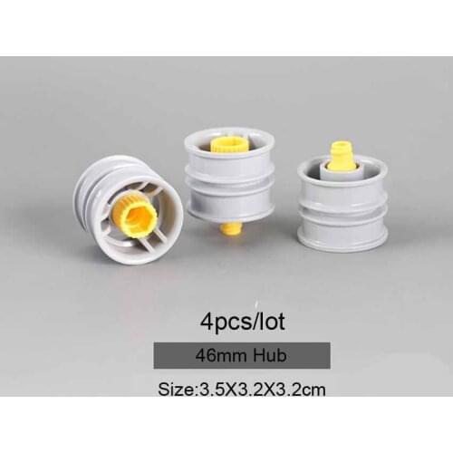 4pcs/lot Big Bricks Technic Parts 46mm Hub and 46mm Tyre Building Blocks DIY Creative STEAM Children Toy Blocks Parts for Kid