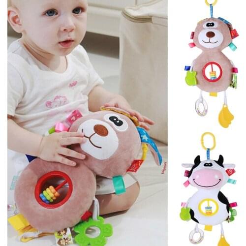 Baby Kids Rattle Toys Infant Baby Toys Gifts Cartoon Animal Plush Hand Bell Baby Stroller Crib Hanging Rattles