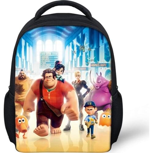 Kindergarten Kids Backpack Wreck-It Ralph Pattern Babies School Book Bags Cartoon 3D Anime Design Boys Girls Small Bags