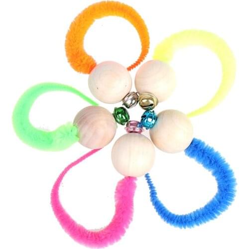 1pc Simulation Worm Toy With Bell For Pet Wooden Ball Head Plush Tail Teaser Cat Toy