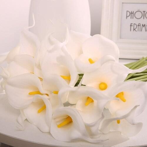 10PCS Artificial Flowers Real Touch Calla Lily Fake Flower Bouquet For Wedding Party Home Decor